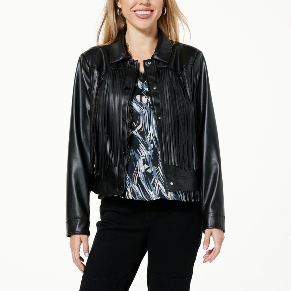 Giuliana’s Women's Black Fringe Jacket
